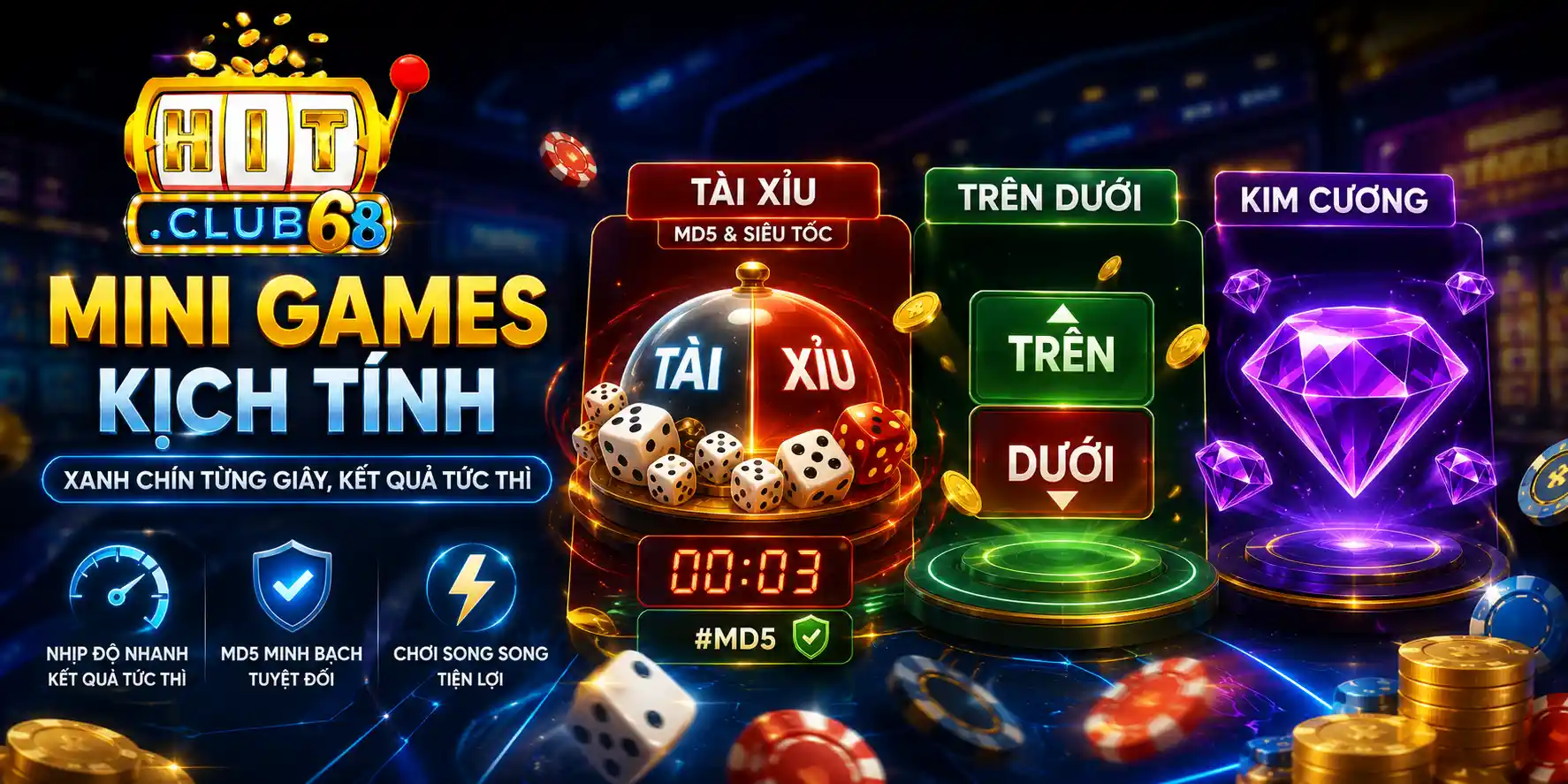TRANG CHỦ Mini Games Kịch Tính - Xanh Chín Từng Giây, Kết Quả Tức Thì